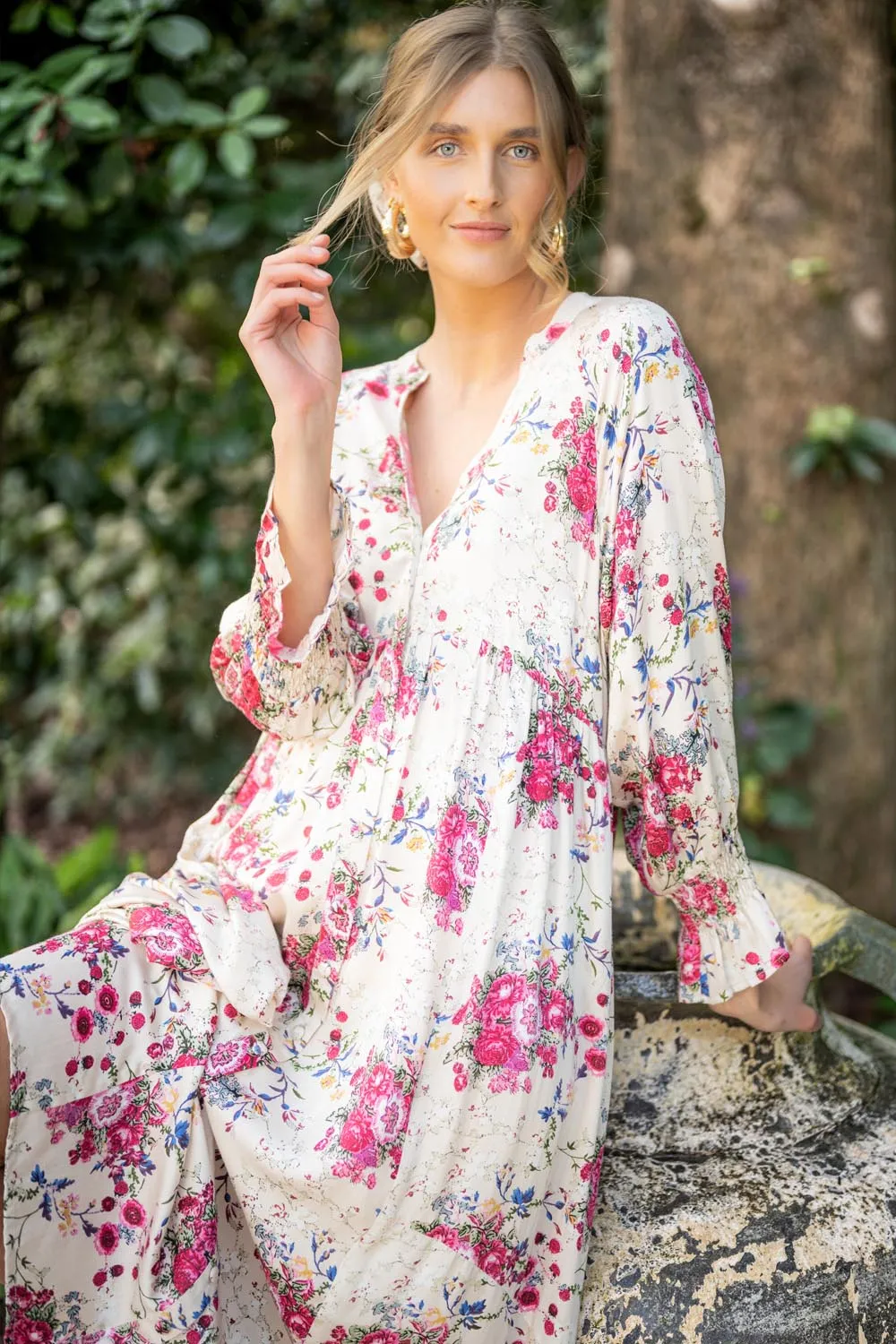 Tuscany Floral Print Maxi Boho Dress