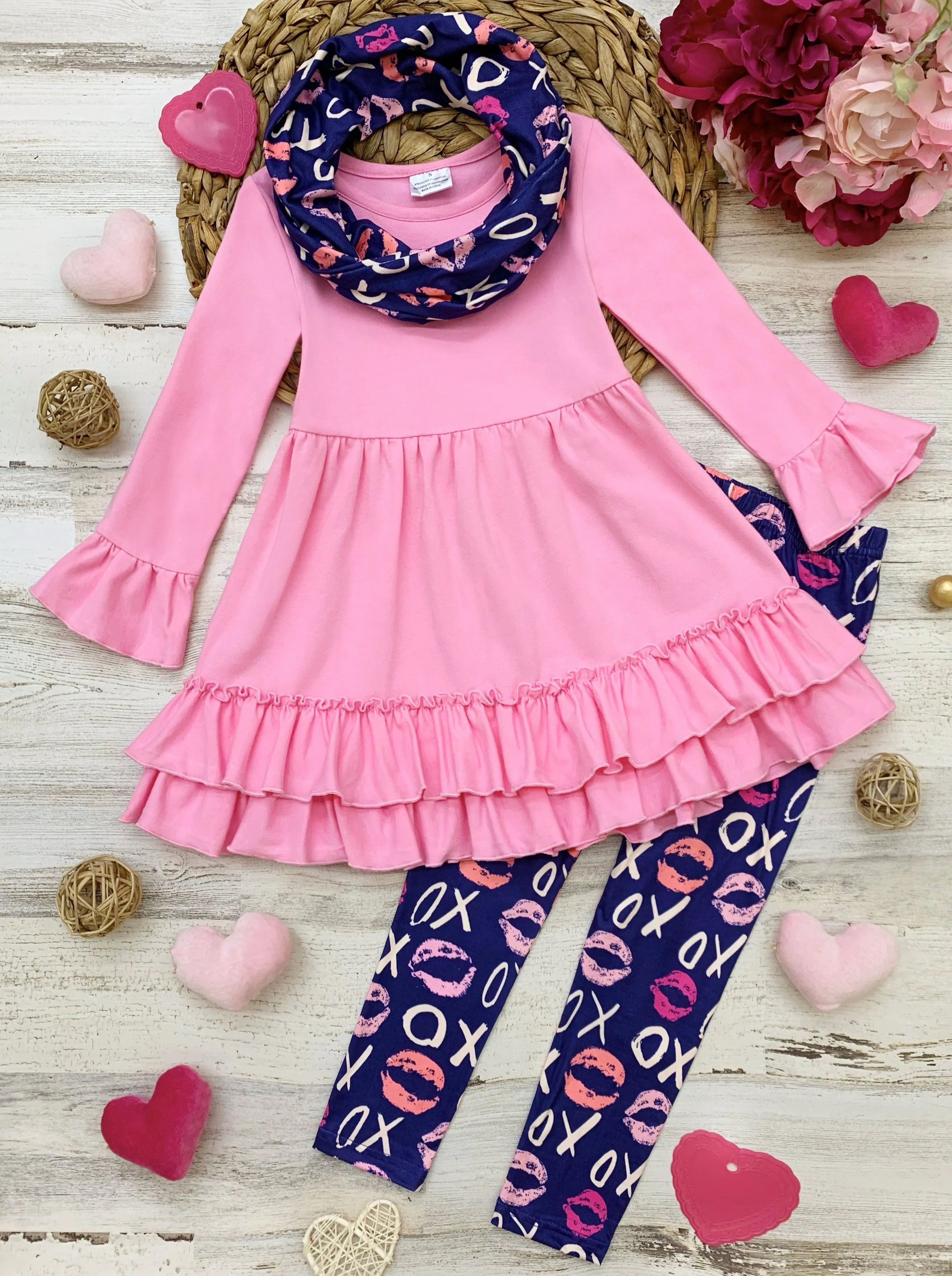 Valentine Kisses Tunic, Scarf and Legging Set