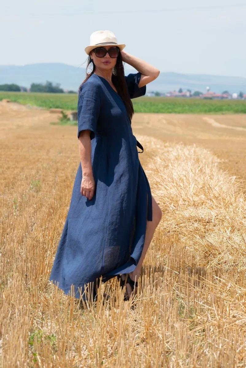 VERONA Summer Linen Wrap Dress