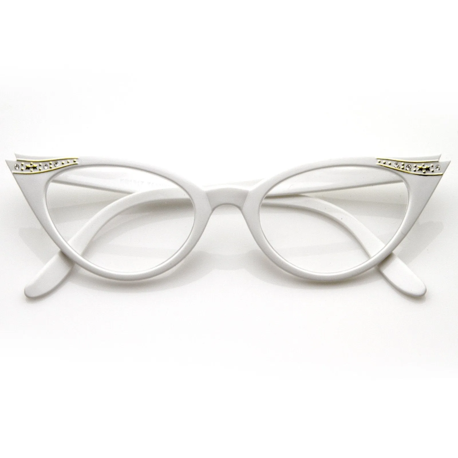 Vintage 1950s Fashion Clear Lens Glasses Rhinestones