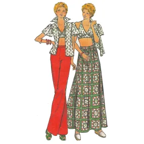 Vintage 1970s Pattern – Blouse, Halter Top, Skirt & Pants - Bust 38” (96.5cm)