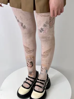 Vintage girl and cat tights