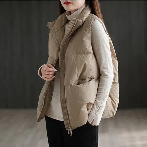 Wenkouban-Winter outfits Christmas Casual Thick Zipper Down Vest Coat