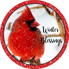 Winter Blessings Cardinal Winter Christmas Sign,, Door Hanger, Wreath Sign