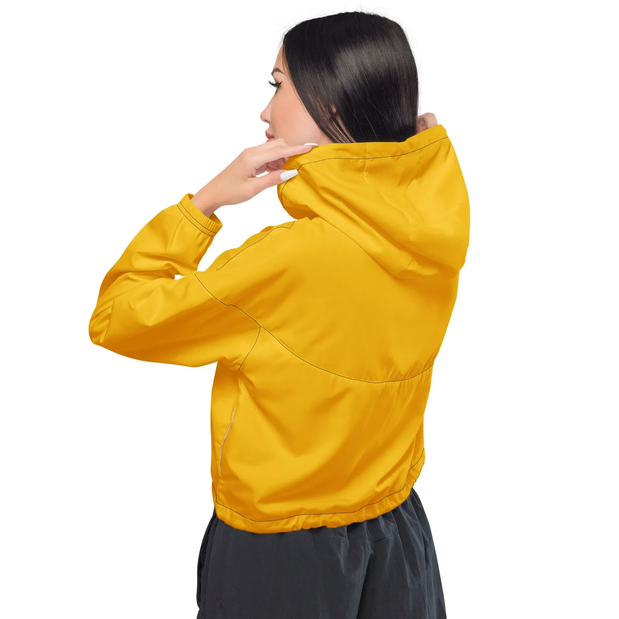 Womens Cropped Windbreaker Jacket, Golden Yellow