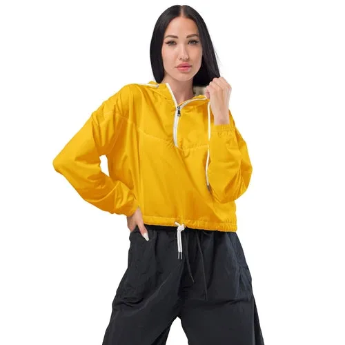 Womens Cropped Windbreaker Jacket, Golden Yellow