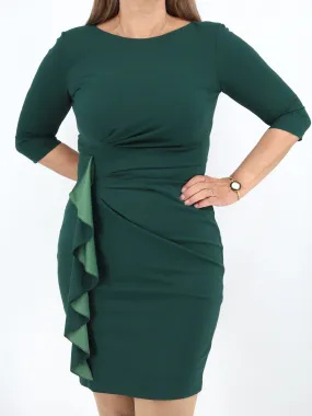 Women's Plain Wrap Dress,Green