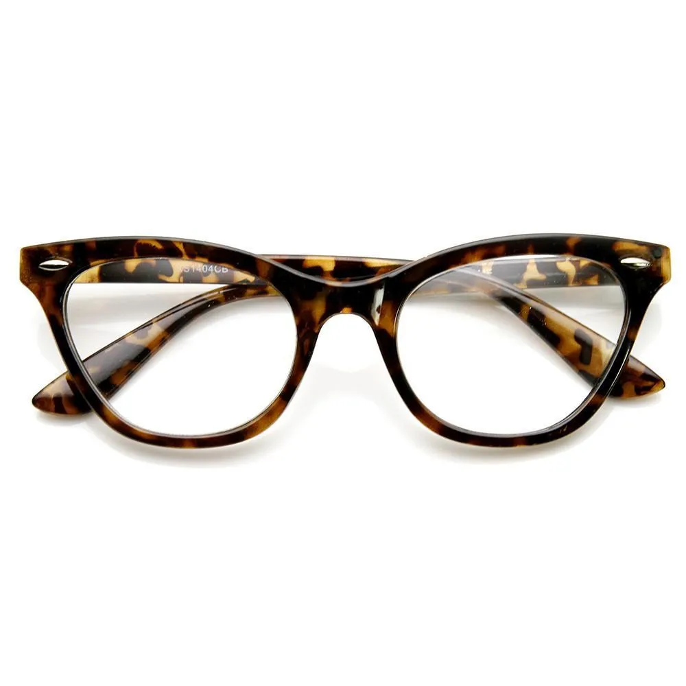 Womens Retro 1950's Fashion Clear Lens Cat Eye Glasses