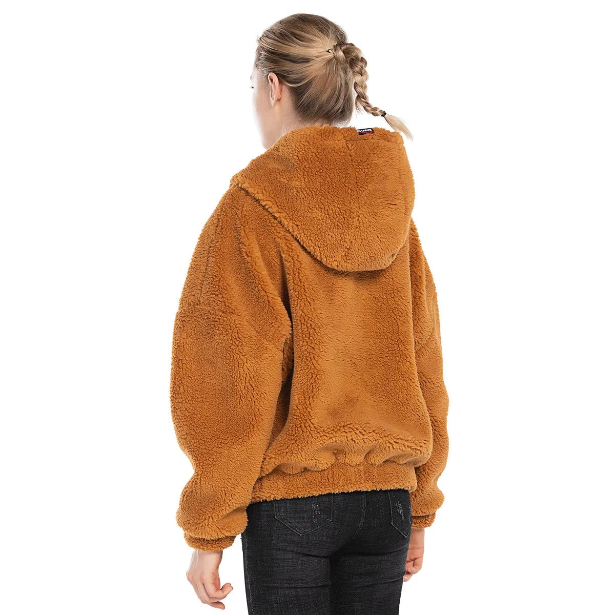 Womens Sherpa Jacket Oversized Zip Up Hoodie colours Beige, Camel, Coffee S M L XL