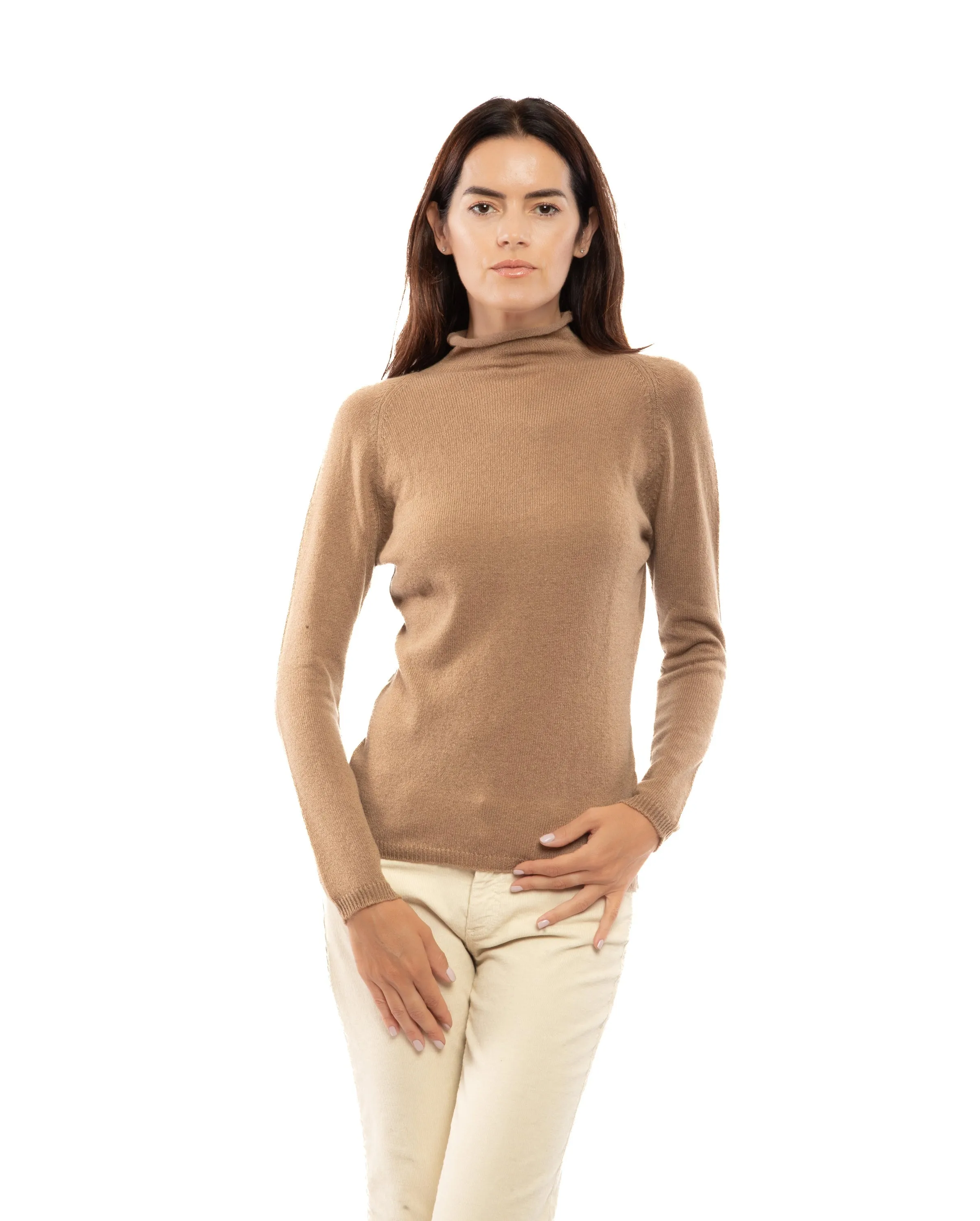 Women's Ultralight Cashmere Raglan Turtleneck Coral Red