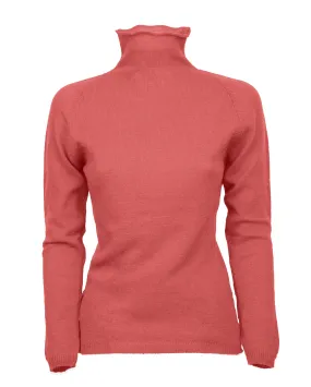 Women's Ultralight Cashmere Raglan Turtleneck Coral Red