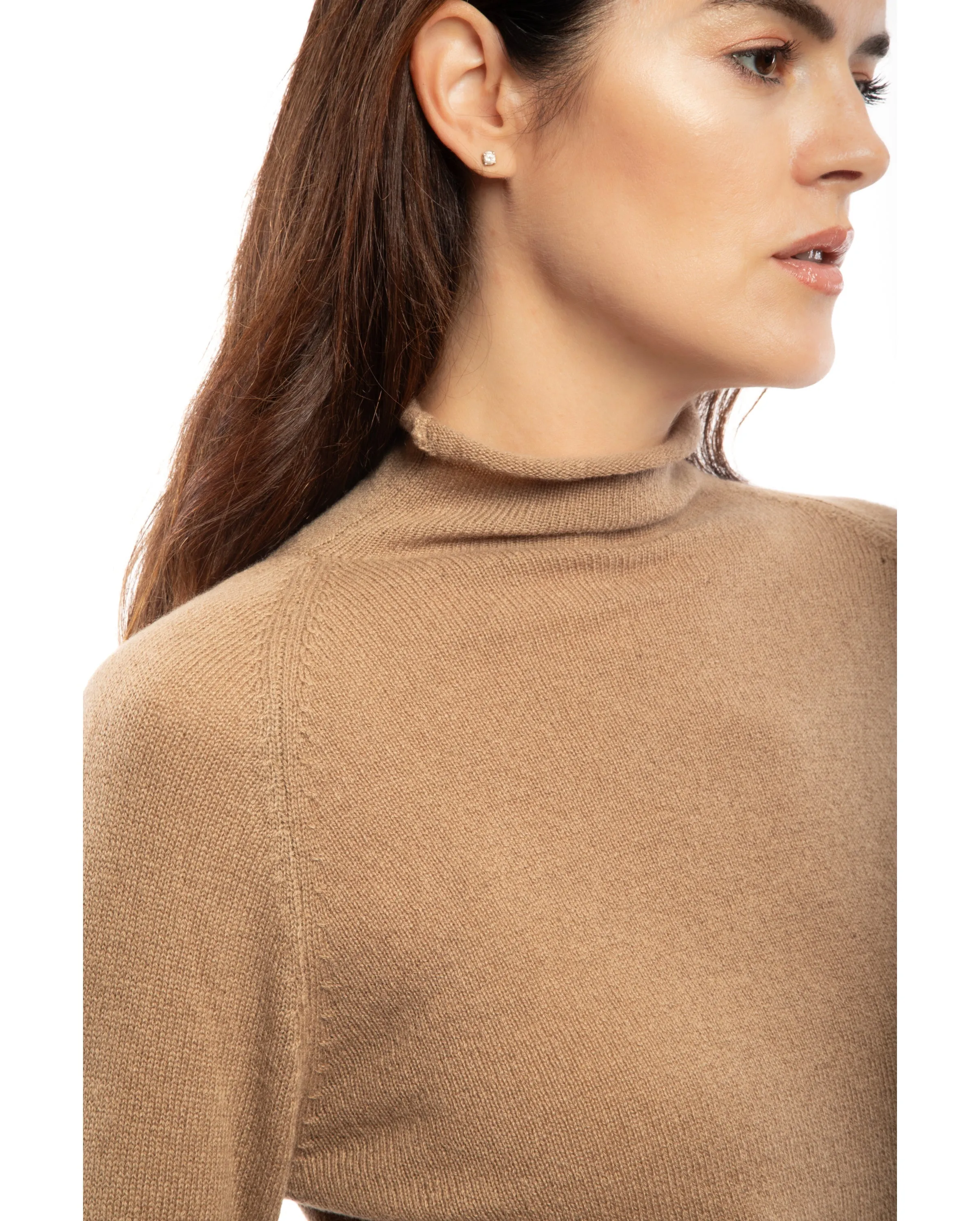 Women's Ultralight Cashmere Raglan Turtleneck Coral Red