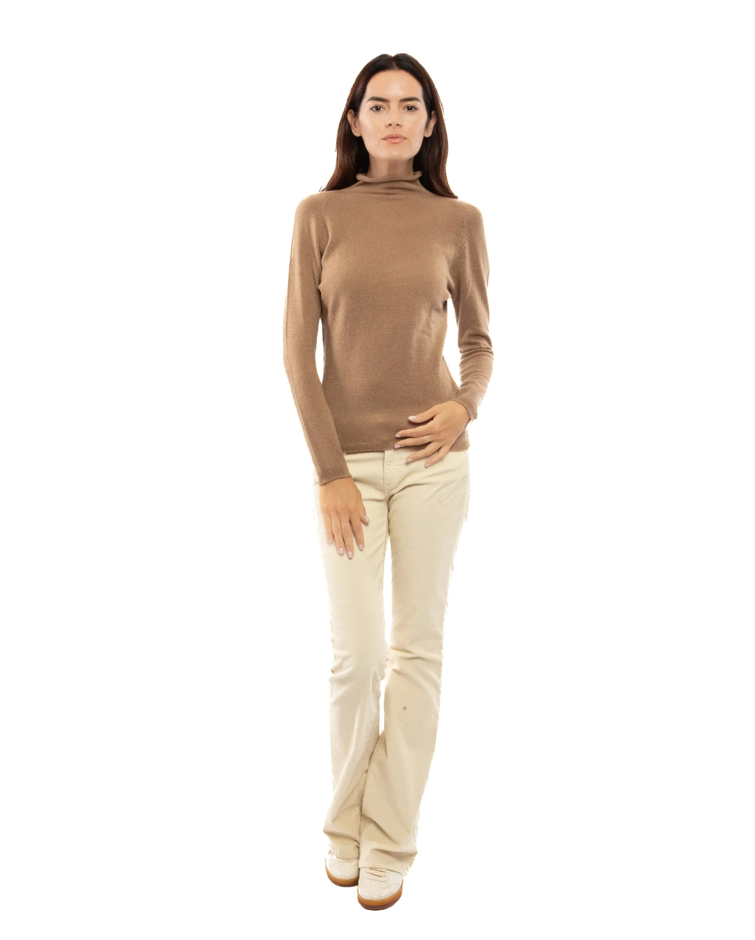 Women's Ultralight Cashmere Raglan Turtleneck Coral Red