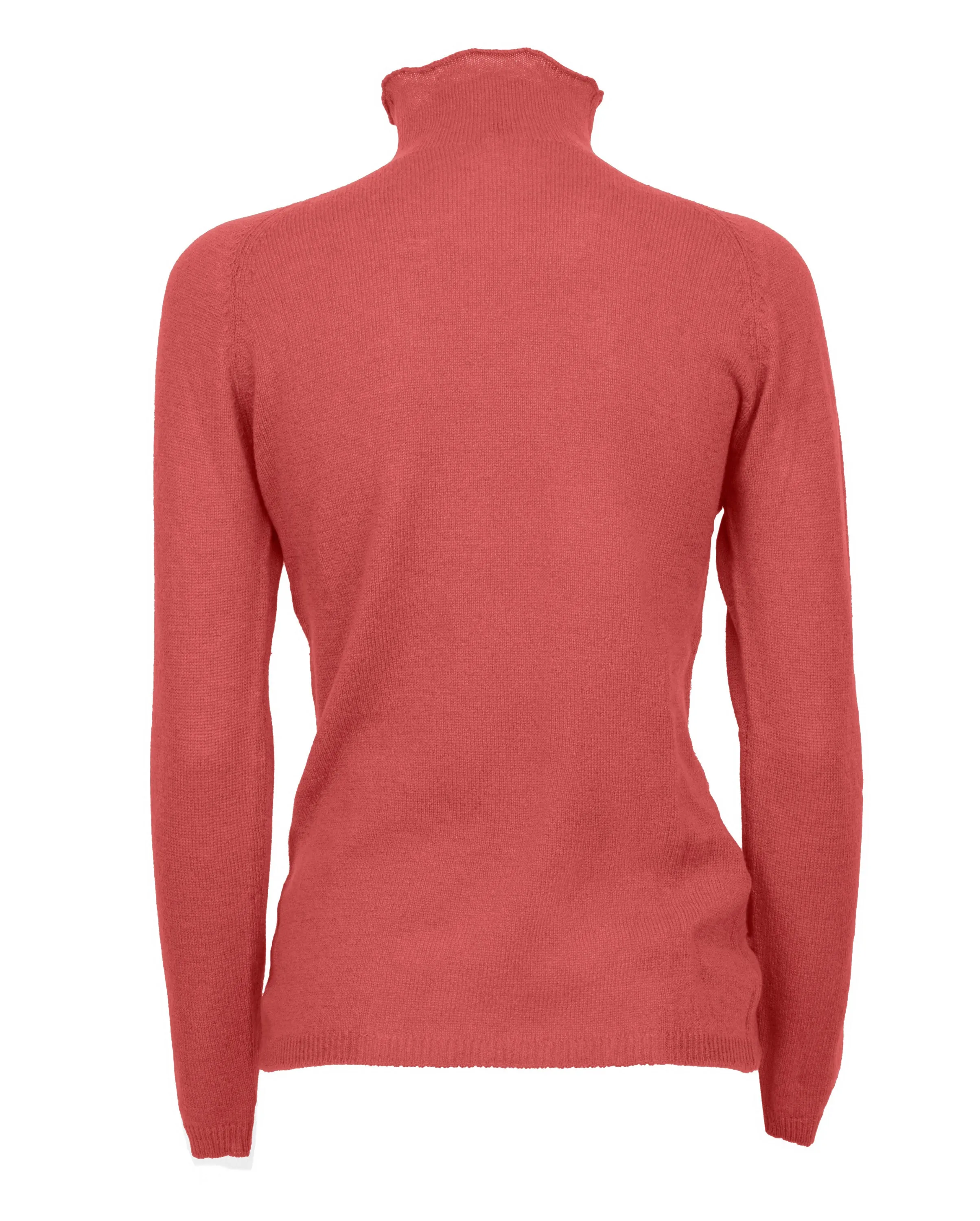 Women's Ultralight Cashmere Raglan Turtleneck Coral Red