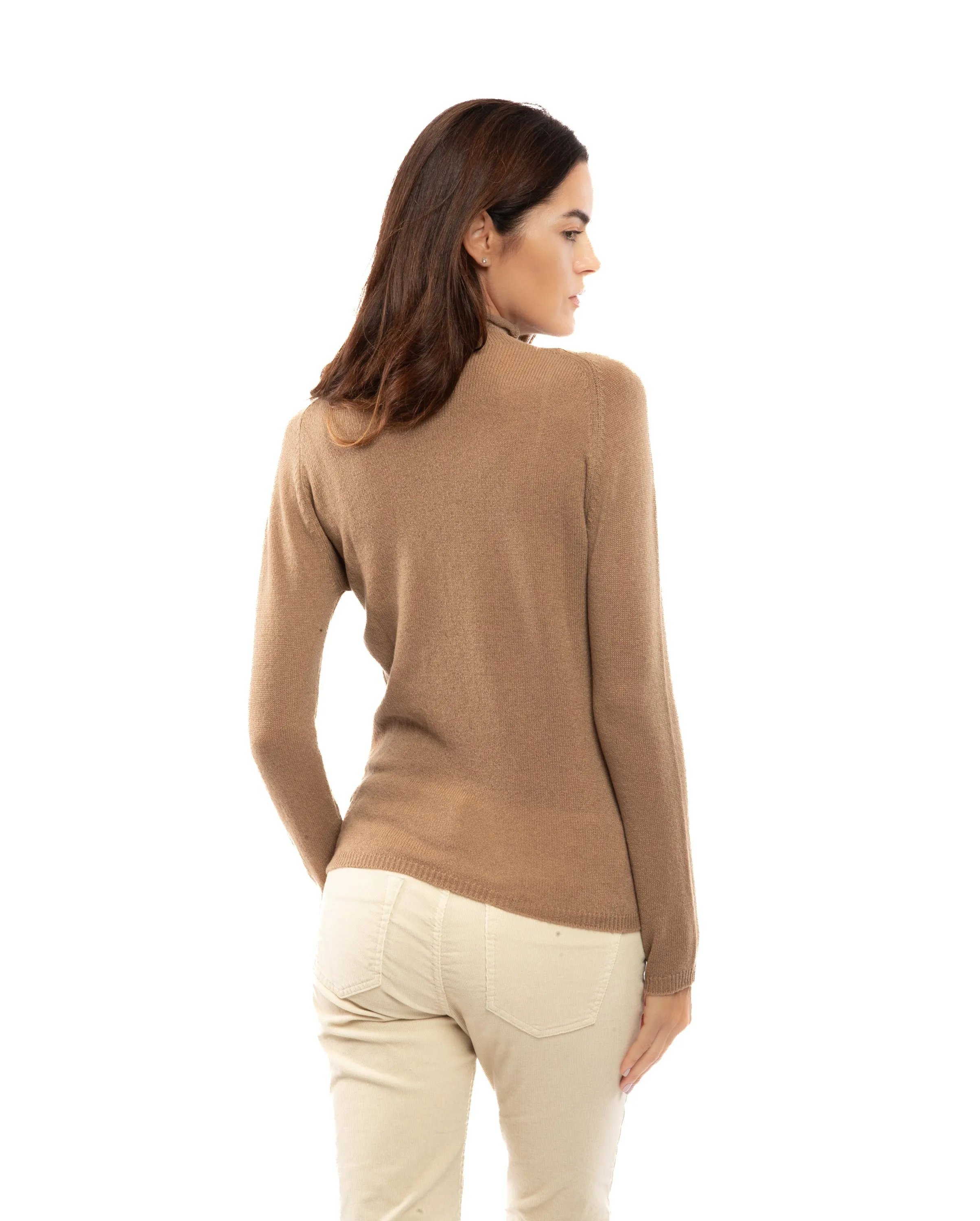 Women's Ultralight Cashmere Raglan Turtleneck Coral Red