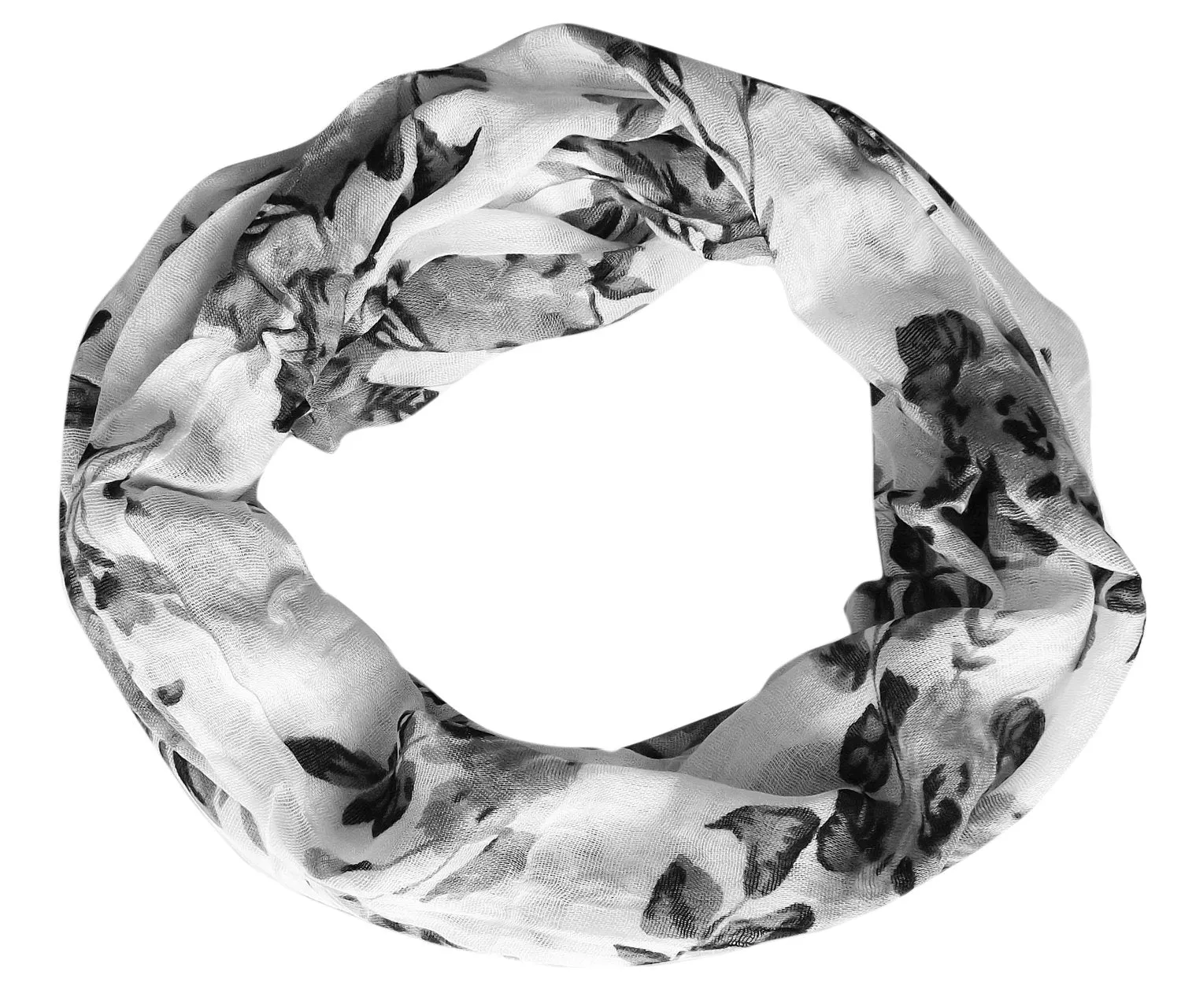 Womens Vintage Floral Rose Sheer Infinity Scarf Circle Loop