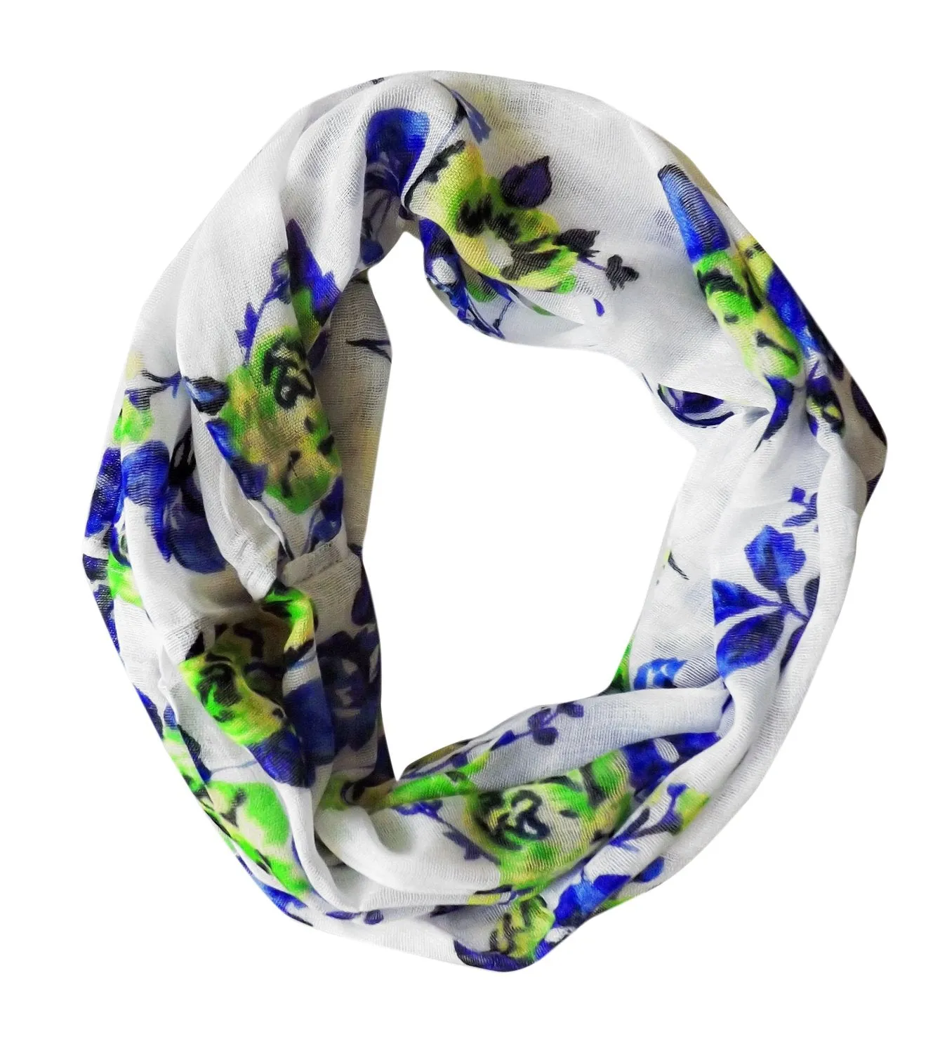 Womens Vintage Floral Rose Sheer Infinity Scarf Circle Loop