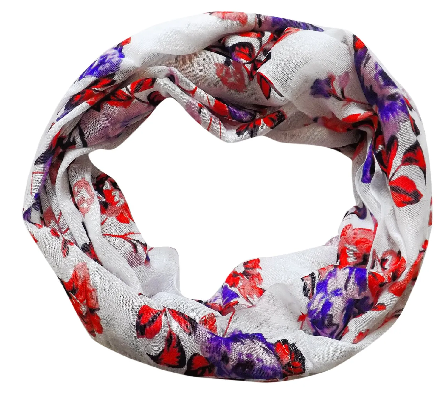 Womens Vintage Floral Rose Sheer Infinity Scarf Circle Loop