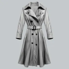 Womens White Vintage Leather Coat