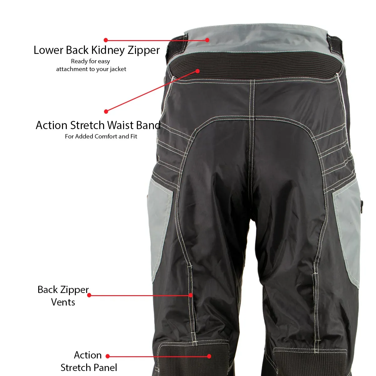 Xelement B4402 Men's Advanced Black and Grey Advanced X-Armored Tri-Tex Fabric Motorcycle Pants