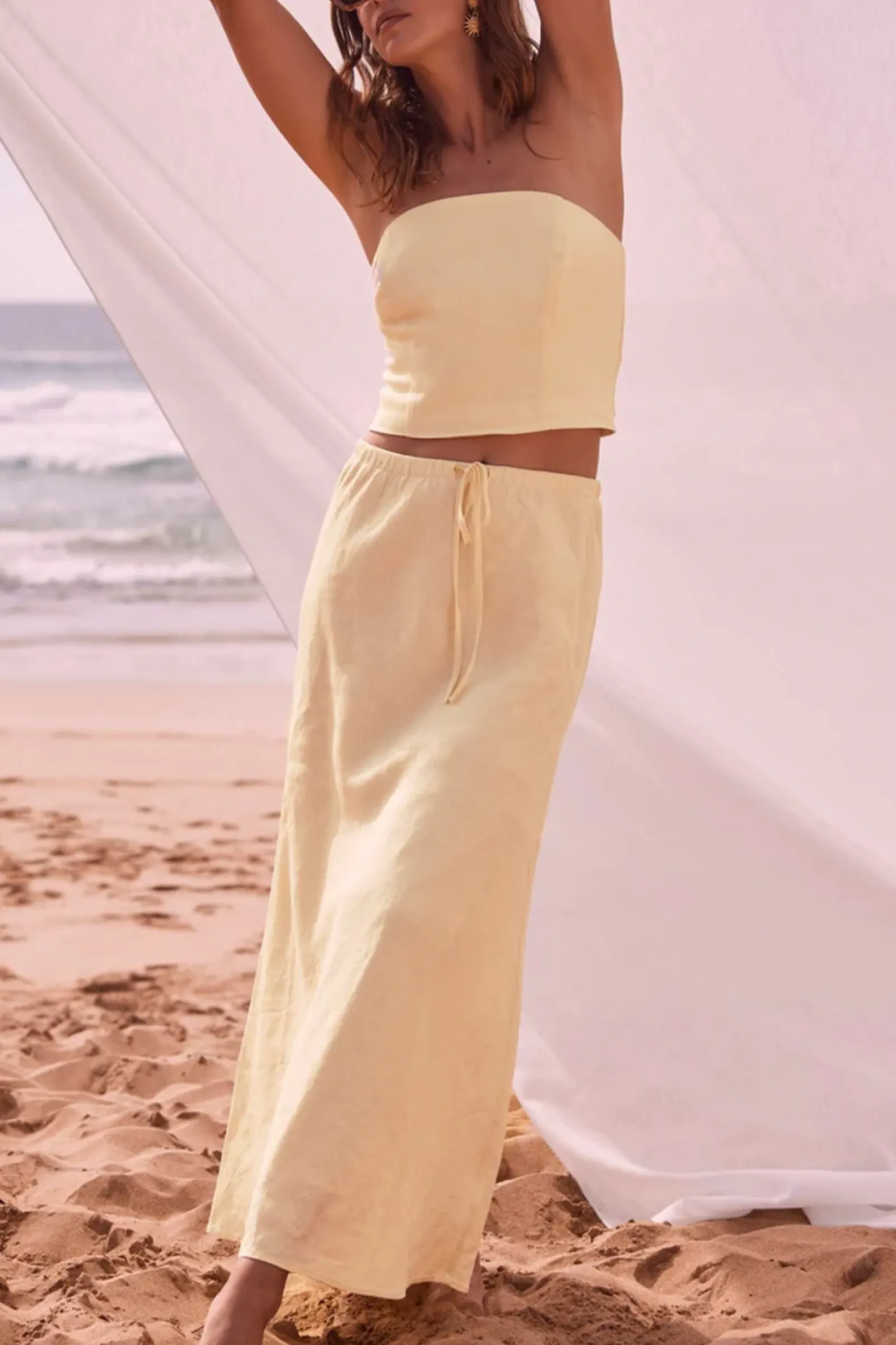 Yellow Linen Top and Maxi Skirt